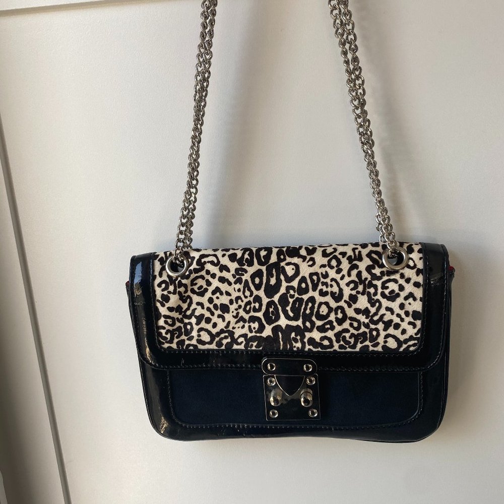 White House Black Market Purse Cheetah Print with Red Interior